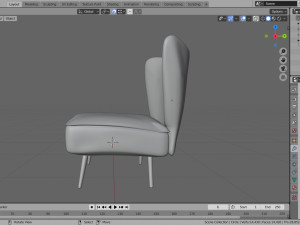 sofa - of a single seater sofa red yellow and cyan low-poly 3D-Modell