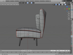 sofa - of a single seater sofa red yellow and cyan low-poly 3D-Modell