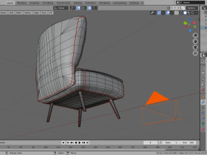 sofa - of a single seater sofa red yellow and cyan low-poly 3D-Modell