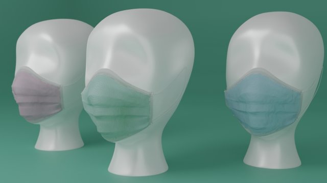 surgical mask 3d realistic model low-poly Modelo 3D .c4d .max .obj .3ds .fbx .stl .blend