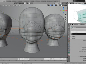 surgical mask 3d realistic model low-poly Modelo 3D