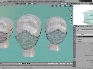 surgical mask 3d realistic model low-poly Modelo 3D
