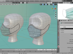 surgical mask 3d realistic model low-poly Modelo 3D
