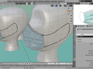 surgical mask 3d realistic model low-poly Modelo 3D