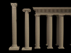 classical architectural column pack - doric ionic corinthian low-poly 3D Model