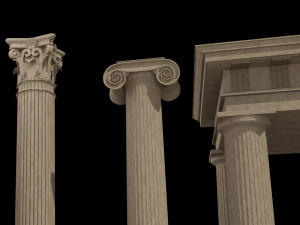 classical architectural column pack - doric ionic corinthian low-poly 3D Модель