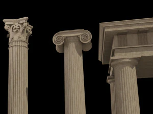 classical architectural column pack - doric ionic corinthian low-poly 3D Model