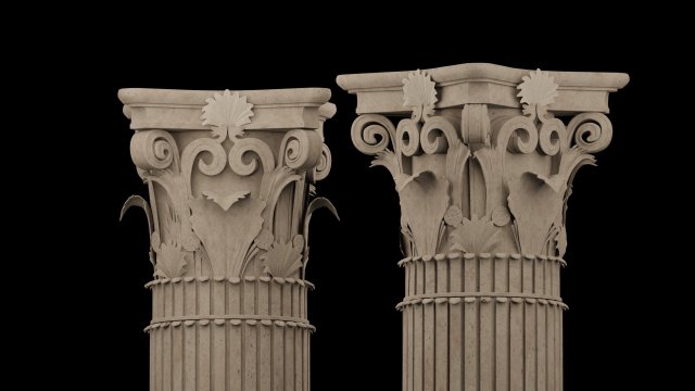corinthian column - classical architecture low-poly 3D Model .c4d .max .obj .3ds .fbx .stl .blend 