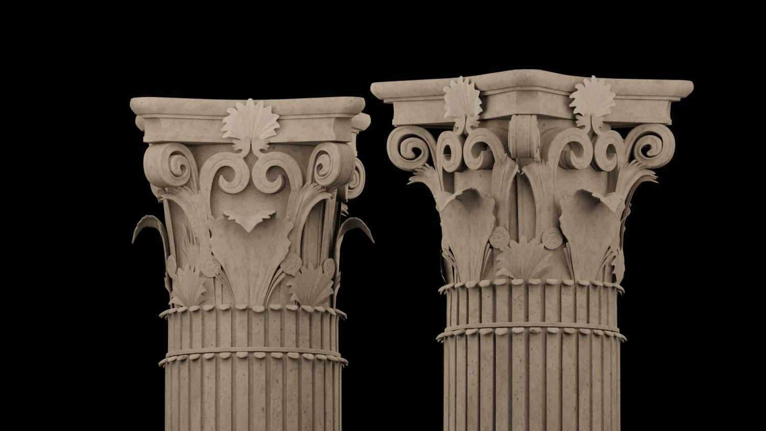 corinthian column - classical architecture low-poly 3D Model .c4d .max .obj .3ds .fbx .stl .blend 