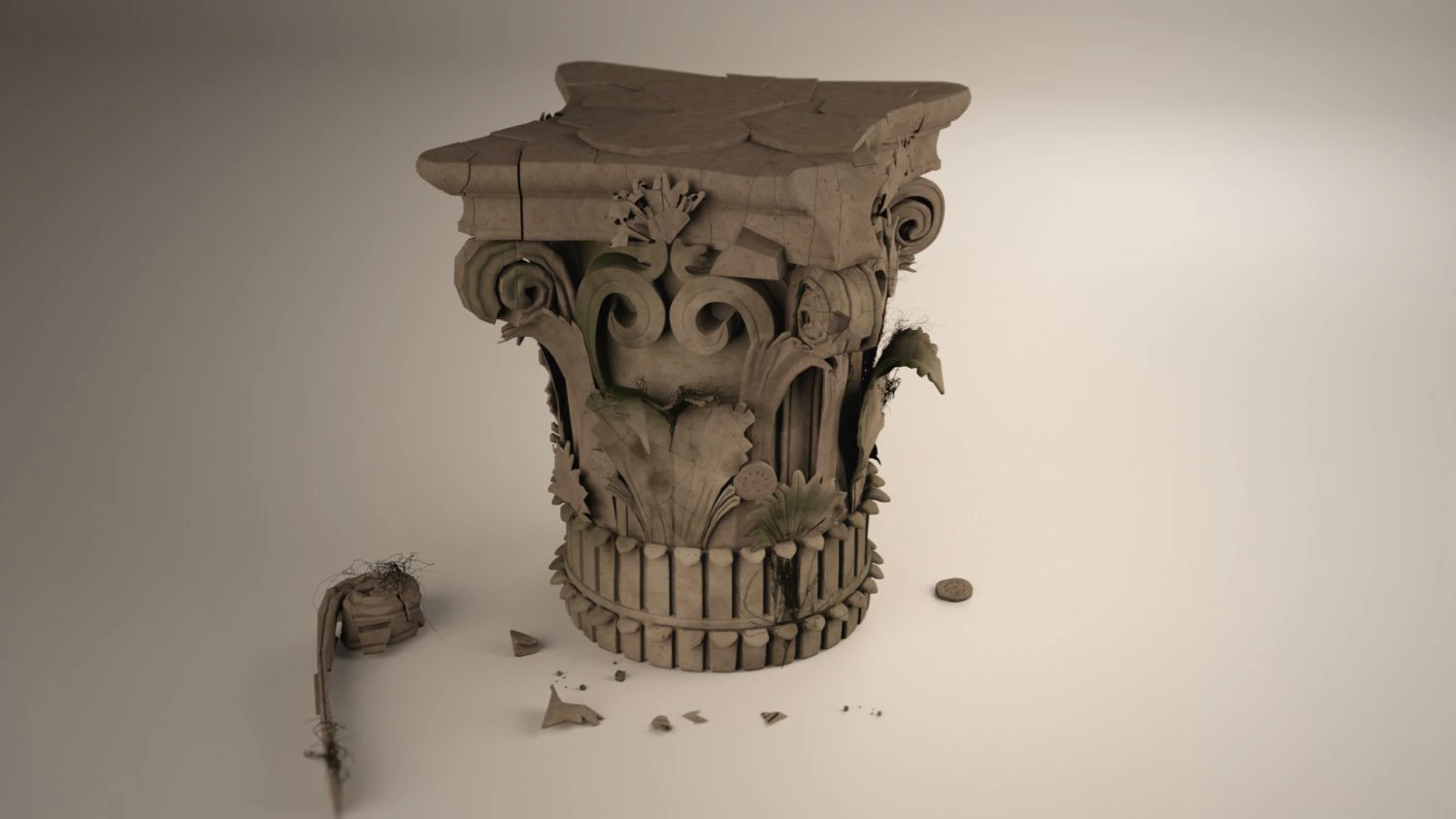 corinthian capital ruin 3D Model .c4d .max .obj .3ds .fbx .stl .blend 