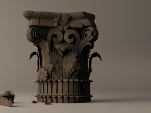 corinthian capital ruin 3D Modell