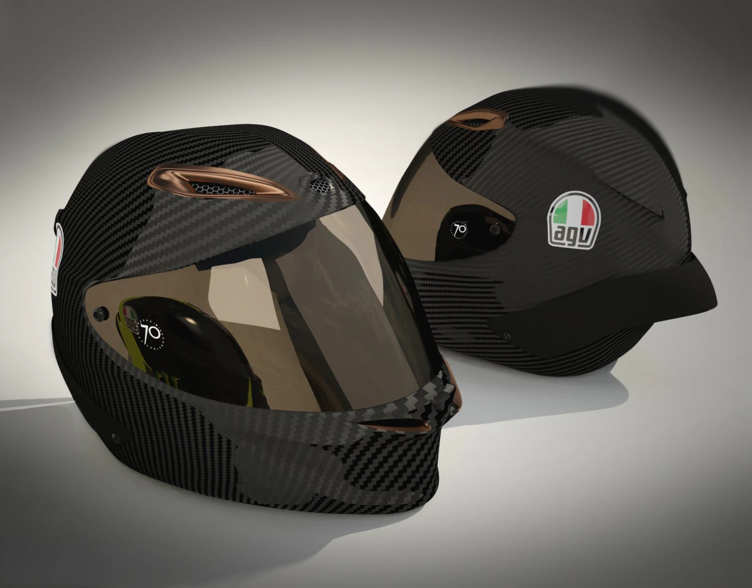 helmet agv 70 anniversary 3D Model .c4d .max .obj .3ds .fbx .stl .blend