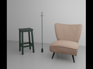 living room with seat 3D Model