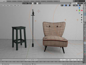 living room with seat 3D Model