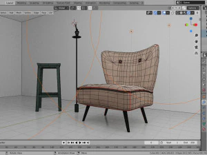 living room with seat 3D Model