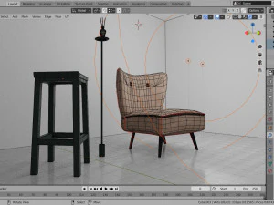 living room with seat 3D Model