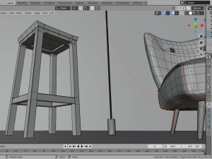 living room with seat 3Dモデル