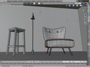 living room with seat 3D Model