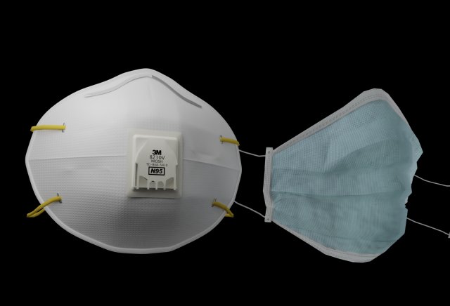 n95 and surgical mask pack 3D Модель .c4d .max .obj .3ds .fbx .stl .blend 