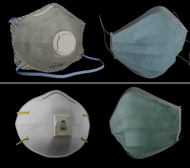 mask respirator protection covid19 pack 3D Model .c4d .max .obj .3ds .fbx .stl .blend 
