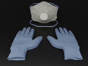 medical gloves and ffp2 protection mask - coronavirus kit 3D Model
