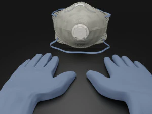 tıbbi eldivenler ve ffp2 koruma maskesi - koronavir&uuml;s kiti 3D Model