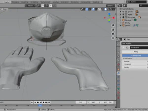 tıbbi eldivenler ve ffp2 koruma maskesi - koronavir&uuml;s kiti 3D Model