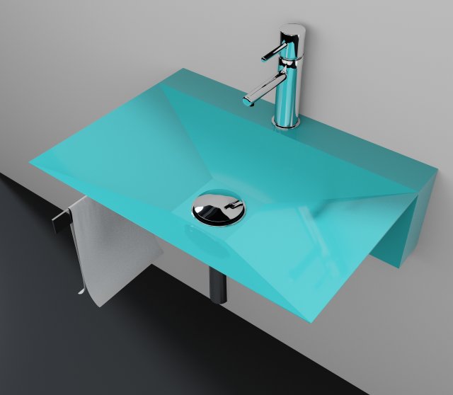 bathroom sink blue 3D Model .c4d .max .obj .3ds .fbx .stl .blend 