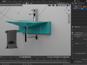 bathroom sink blue 3D Model