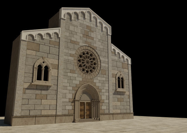 church medieval facade Model 3D .c4d .max .obj .3ds .fbx .stl .blend