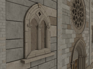 church medieval facade Model 3D