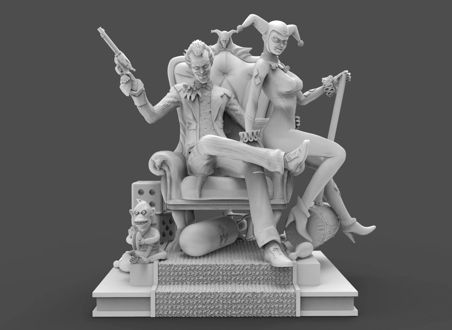 joker and harley 3D Print Model .c4d .max .obj .3ds .fbx .stl .blend 