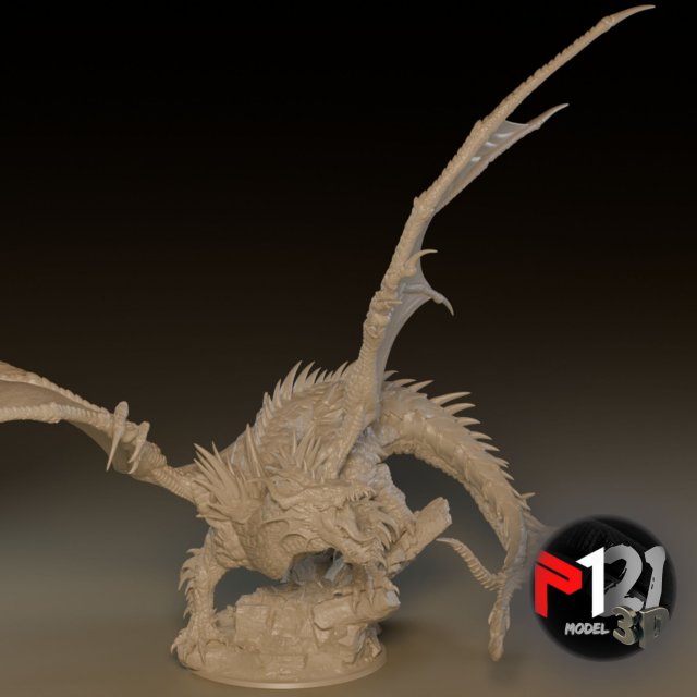 DRAGON TIAMAT ONE HEAD 3D Print Model .c4d .max .obj .3ds .fbx .stl .blend 