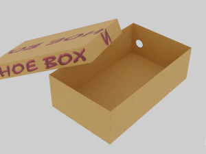 low poly cardboard shoe box 3D Model