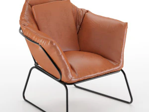 ミッドセンチュリーの革製アームチェア 3Dモデル