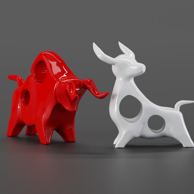 cowbull decor set Model 3D .c4d .max .obj .3ds .fbx .stl .blend 