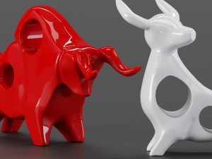 cowbull decor set Model 3D