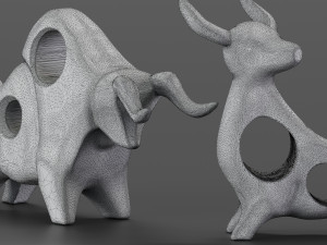 cowbull decor set Model 3D
