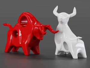 cowbull decor set Model 3D