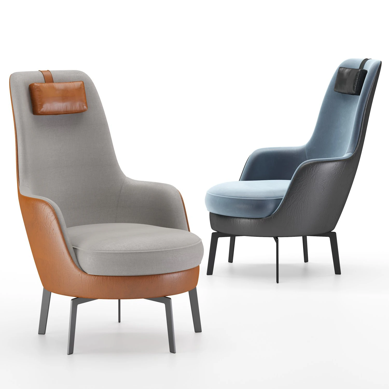 flexform guscioalto lounge chairs 3D Model .c4d .max .obj .3ds .fbx .stl .blend