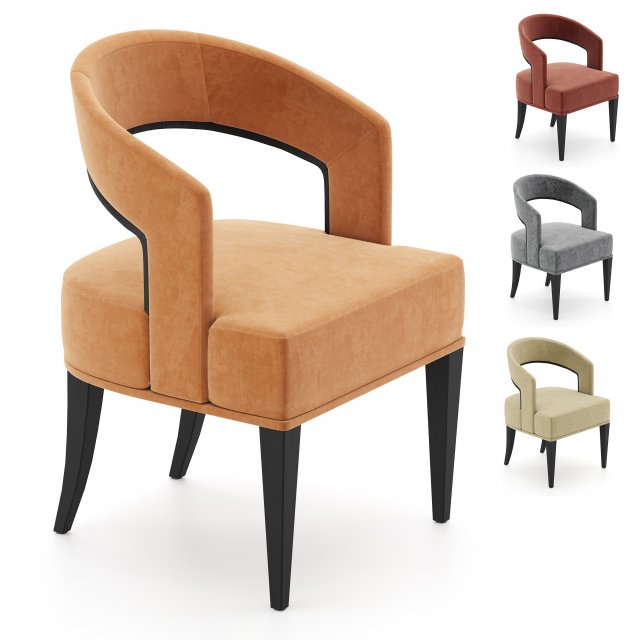 gold curved accent chair Modelo 3D .c4d .max .obj .3ds .fbx .stl .blend 