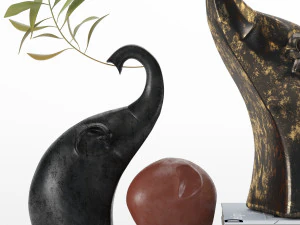 elephant figurines decor 3D Model
