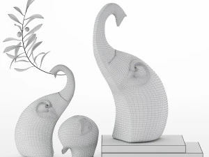 elephant figurines decor 3D Model