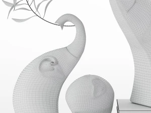 elephant figurines decor 3D Model