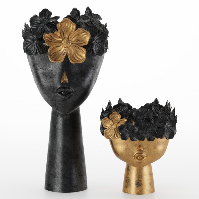 floral girls bust statue 3D Model .c4d .max .obj .3ds .fbx .stl .blend 