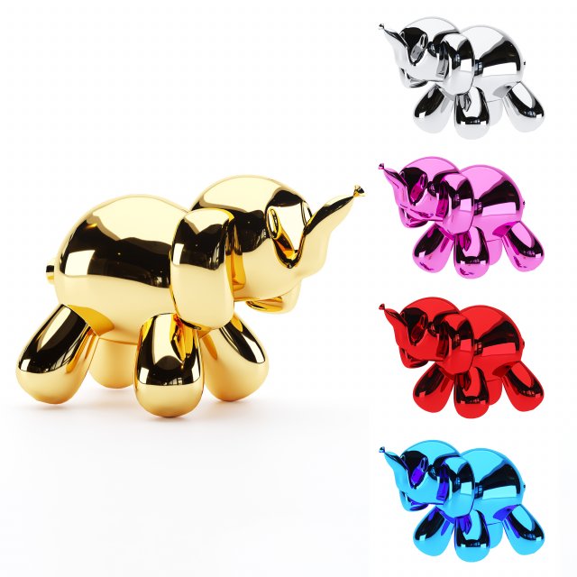 balloon elephant sculpture 3D Модель .c4d .max .obj .3ds .fbx .stl .blend 