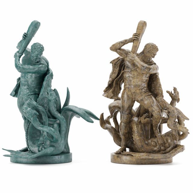 statue of hecules slying the lernaean hydra Modèle 3D .c4d .max .obj .3ds .fbx .stl .blend 