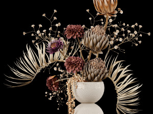 Dried Flowers in Vase 3D Model