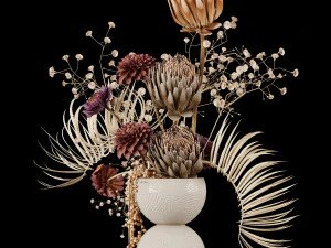Dried Flowers in Vase 3D Model