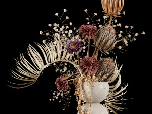Dried Flowers in Vase 3D Model